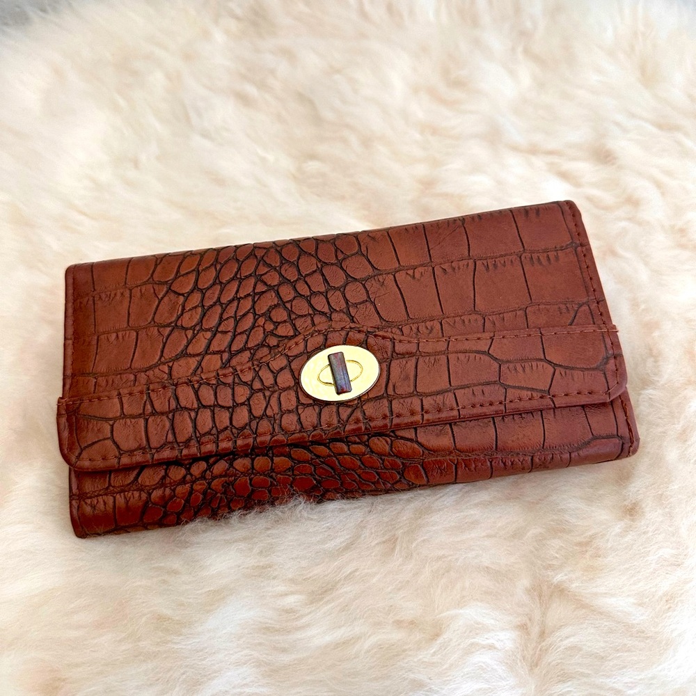 Mundi File Master Croco Wallet Clutch Organizer, Brown.
